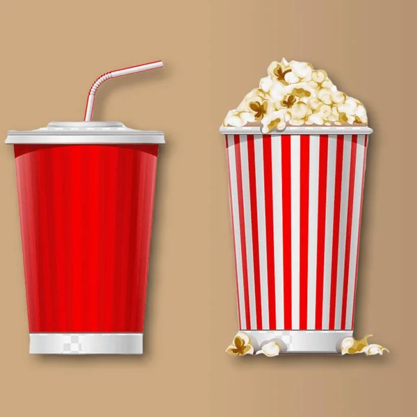 Lifestyle Popcorn Juice Time Movie Cinema Diversified Colored Background —  Fotos de Stock