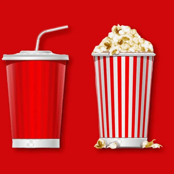 Lifestyle Popcorn Juice Time Movie Cinema Diversified Colored Background — Photo