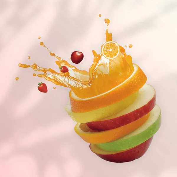 Colored Illustration Orange Different Citrus Colored Background Fruit — Stok fotoğraf