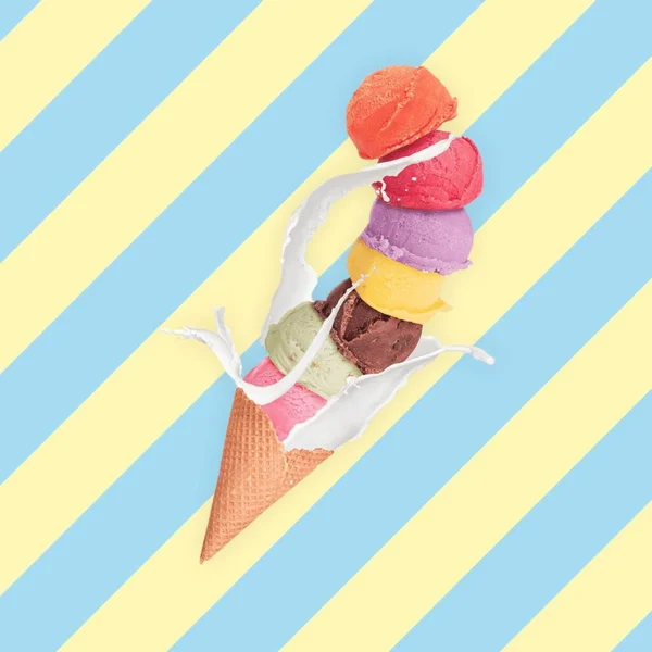 Lifestyle Illustration Colored Illustration Delicious Ice Cream Colored Background — Photo