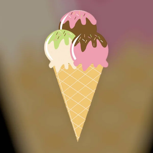 Жизнь Иллюстрация Цветная Иллюстрация Delicious Ice Cream Colored Beckgroup — стоковое фото