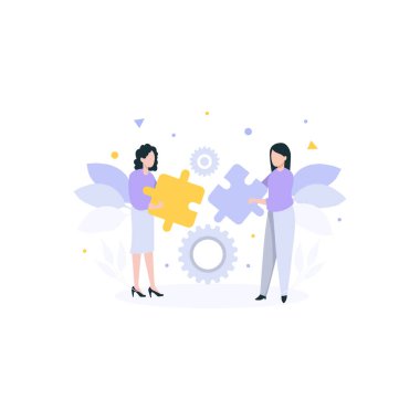 İki kadın çalışan iş bulmacalarını çözer ve yönetir ve daha iyi çözümler bulurlar. .