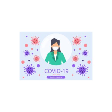 Corona virüsü ihtimaline karşı kız maske takıyor..