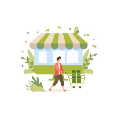 Markete tramvayla giden bir adam..