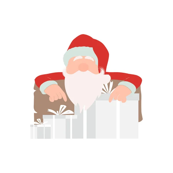 Hay Una Santa Con Regalos Regalos Navidad — Vector de stock