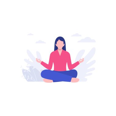 Bir kız dinlenmek için yoga yapıyor..