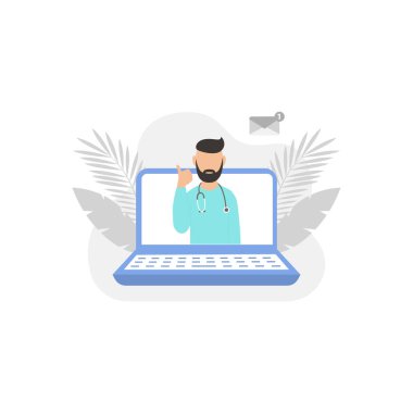 Bir erkek doktor internette kontrol ediyor..