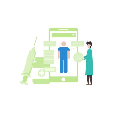 Bir doktor hastasına online tedavi uyguluyor..
