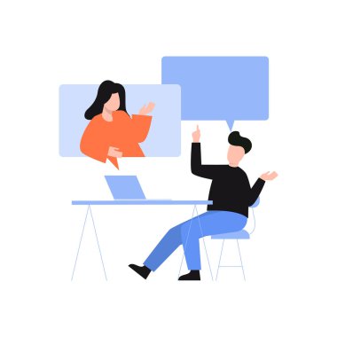 Erkek ve kadın çalışan birbirleriyle konuşuyorlar..