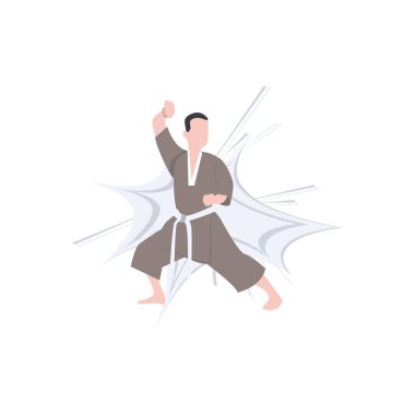 Yarışmada ve şampiyonada karate yapan bir karateci..