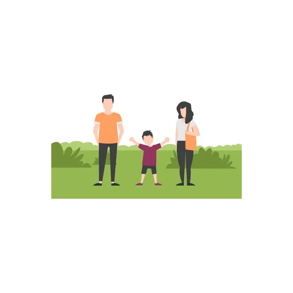 Familia Está Saliendo Picnic Alegría — Vector de stock