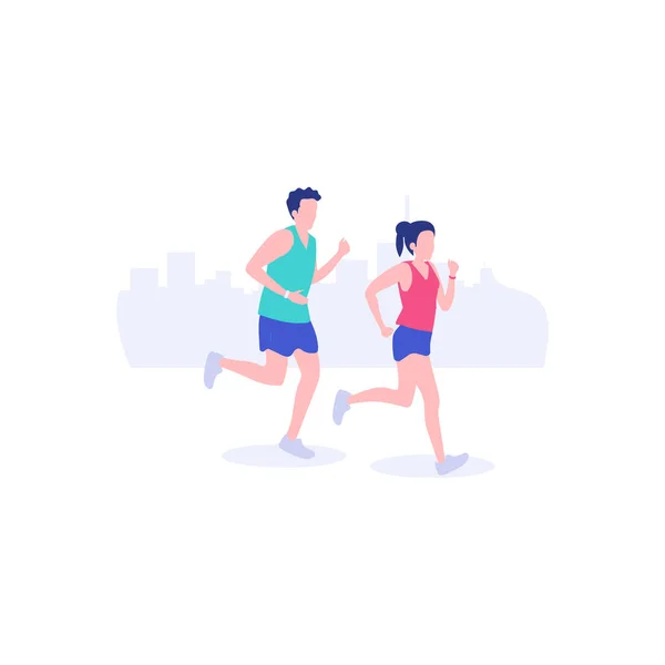 Boy Girl Running Fitness — Image vectorielle