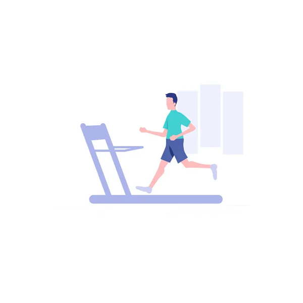 Boy Running Treadmill Fitness — Image vectorielle