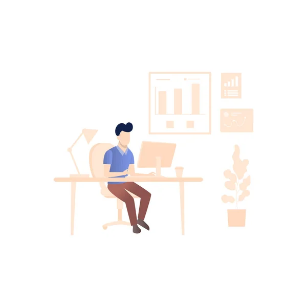 Boy Doing Office Work — Vector de stock