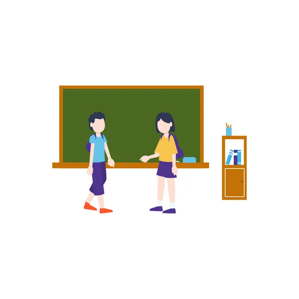 Two Students Standing Classroom — Image vectorielle