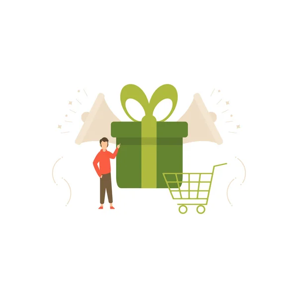 Boy Buy Present Shopping Sale — Vector de stock