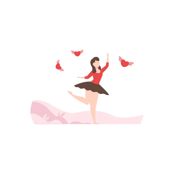 Girl Dancing Love Wings — стоковый вектор