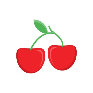 Şeffaf bir arkaplanda kiraz vektör çizimi. Konsept ve grafik tasarım için vektör çizgisi düz simgesi.