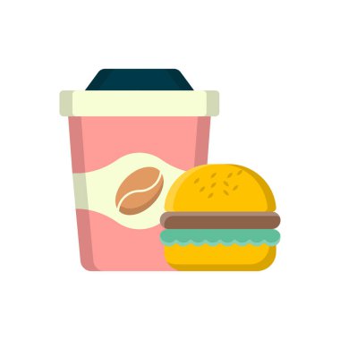 Saydam bir arkaplanda fast food vektör çizimi. Konsept ve grafik tasarım için vektör çizgisi düz simgesi.