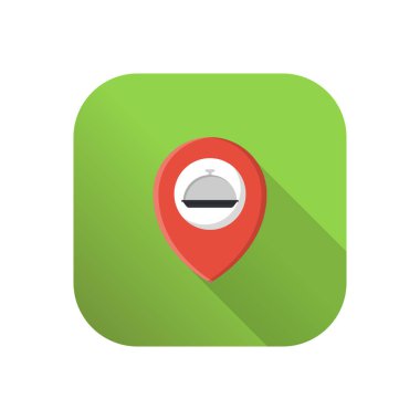 Saydam bir arkaplan üzerinde otel konumu vektör illüstrasyonu. Konsept ve grafik tasarım için vektör çizgisi düz simgesi..