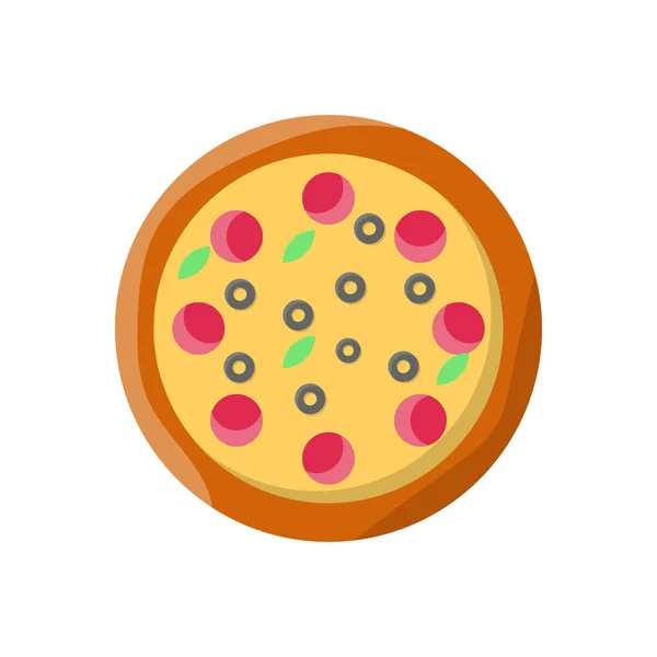Illustration Vectorielle Pizza Sur Fond Transparent Icône Plate Ligne Symbos — Image vectorielle