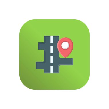 Şeffaf bir arkaplan üzerinde yol konumu vektör çizimi. Konsept ve grafik tasarım için vektör çizgisi düz simgesi.