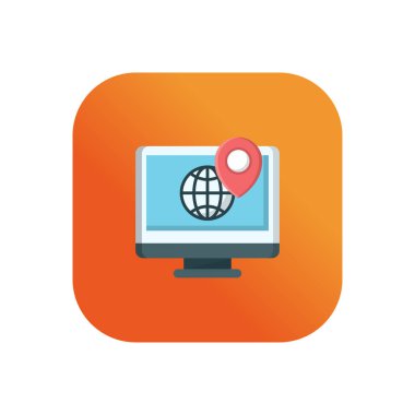 Şeffaf bir arkaplan üzerinde ekran konumu vektör illüstrasyonu. Konsept ve grafik tasarım için vektör çizgisi düz simgesi.