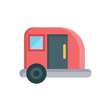 Şeffaf arkaplan üzerinde karavan vektörü çizimi. Konsept ve grafik tasarımı için vektör çizgisi düz simgesi.