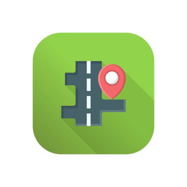 Şeffaf bir arkaplan üzerinde yol konumu vektör çizimi. Konsept ve grafik tasarım için vektör çizgisi düz simgesi.