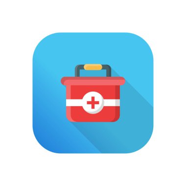 Şeffaf bir arkaplan üzerinde ilk yardım kiti vektör çizimi. Konsept ve grafik tasarım için vektör çizgisi düz simgesi. 