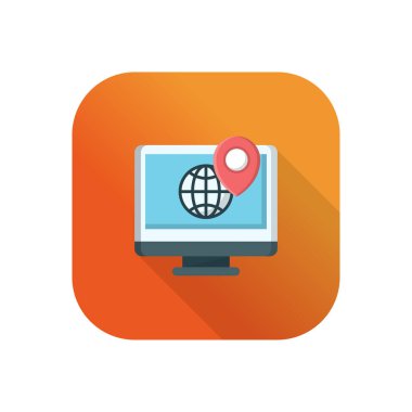 Şeffaf bir arkaplan üzerinde ekran konumu vektör illüstrasyonu. Konsept ve grafik tasarım için vektör çizgisi düz simgesi.