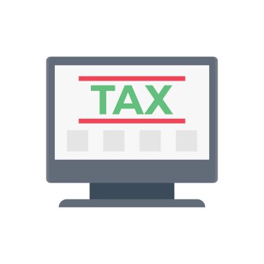 Şeffaf bir arkaplan üzerinde çevrimiçi vergi vektör çizimi. Konsept ve grafik tasarım için vektör çizgisi düz simgesi.