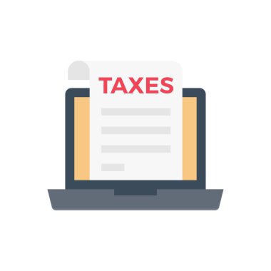 Şeffaf bir arkaplan üzerinde çevrimiçi vergi vektör çizimi. Konsept ve grafik tasarım için vektör çizgisi düz simgesi.