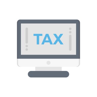 Şeffaf bir arkaplan üzerinde çevrimiçi vergi vektör çizimi. Konsept ve grafik tasarım için vektör çizgisi düz simgesi.