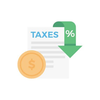 Saydam bir arkaplan üzerinde dolar vergisi çizimi. Konsept ve grafik tasarım için vektör çizgisi düz simgesi.