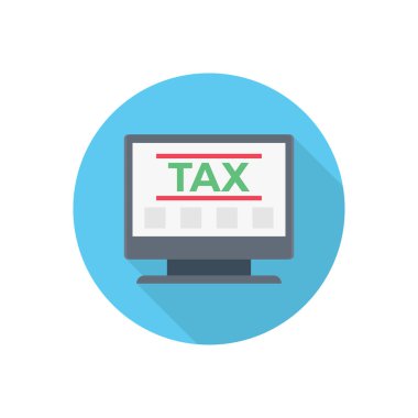 Şeffaf bir arkaplan üzerinde çevrimiçi vergi vektör çizimi. Konsept ve grafik tasarım için vektör çizgisi düz simgesi.