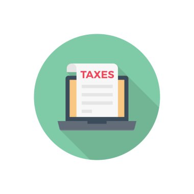 Şeffaf bir arkaplan üzerinde çevrimiçi vergi vektör çizimi. Konsept ve grafik tasarım için vektör çizgisi düz simgesi.