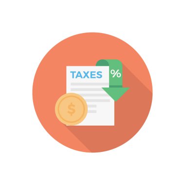 Saydam bir arkaplan üzerinde dolar vergisi çizimi. Konsept ve grafik tasarım için vektör çizgisi düz simgesi.