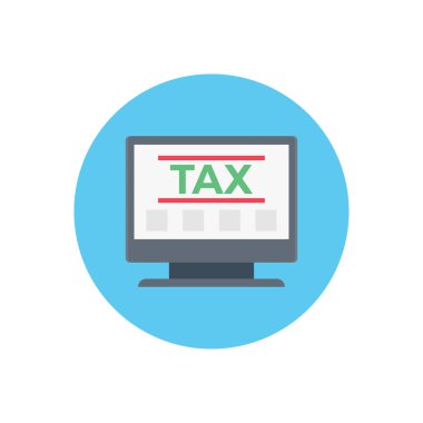 Şeffaf bir arkaplan üzerinde çevrimiçi vergi vektör çizimi. Konsept ve grafik tasarım için vektör çizgisi düz simgesi.