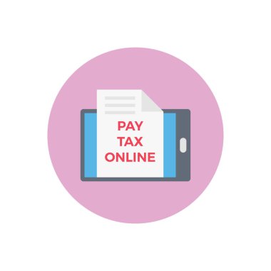 Şeffaf bir arkaplan üzerinde çevrimiçi ödeme vergisi vektör çizimi. Konsept ve grafik tasarım için vektör çizgisi düz simgesi.