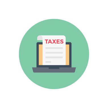 Şeffaf bir arkaplan üzerinde çevrimiçi vergi vektör çizimi. Konsept ve grafik tasarım için vektör çizgisi düz simgesi.