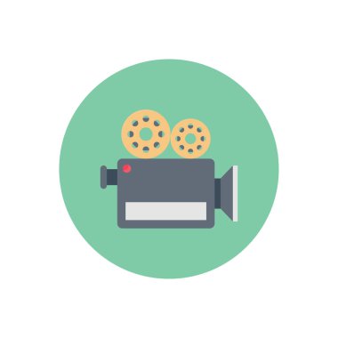 Saydam bir arkaplan üzerinde film kaydedici vektör illüstrasyonu. Konsept ve grafik tasarım için vektör çizgisi düz simgesi.