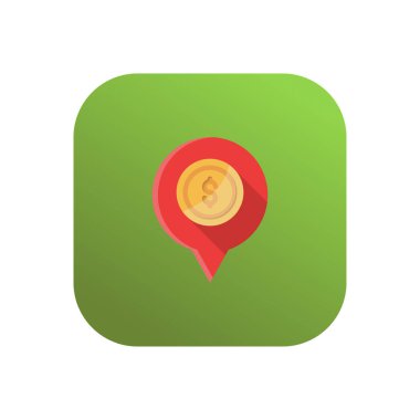 Saydam bir arkaplanda dolar konum vektör illüstrasyonu. Konsept ve grafik tasarım için vektör çizgisi düz simgesi.