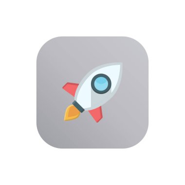 Şeffaf arkaplan üzerinde roket vektörü çizimi. Konsept ve grafik tasarım için vektör çizgisi düz simgesi.