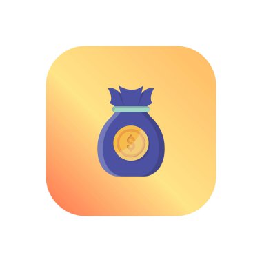 Saydam bir arkaplanda dolar çanta vektör çizimi. Konsept ve grafik tasarım için vektör çizgisi düz simgesi..