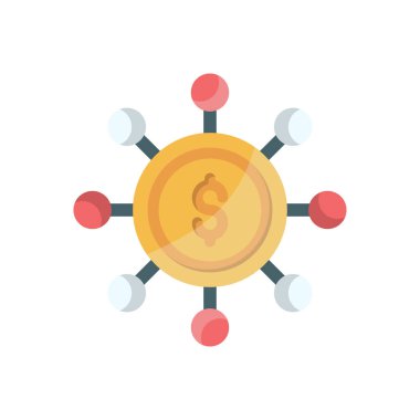 Saydam bir arkaplan üzerinde dolar bağlantı vektörü illüstrasyonu. Konsept ve grafik tasarım için vektör çizgisi düz simgesi.