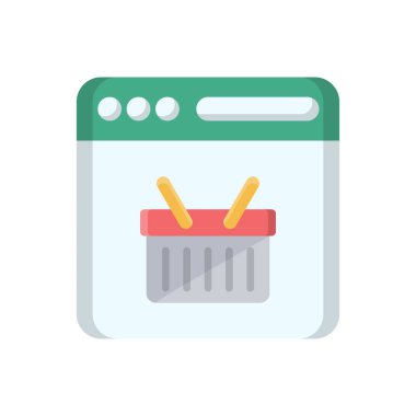 Şeffaf bir arkaplan üzerinde çevrimiçi sepet vektör çizimi. Konsept ve grafik tasarım için vektör çizgisi düz simgesi..