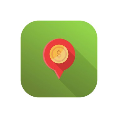 Saydam bir arkaplanda dolar konum vektör illüstrasyonu. Konsept ve grafik tasarım için vektör çizgisi düz simgesi.