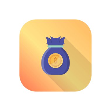 Saydam bir arkaplanda dolar çanta vektör çizimi. Konsept ve grafik tasarım için vektör çizgisi düz simgesi..