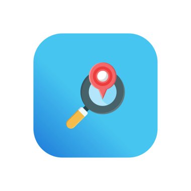 Şeffaf bir arkaplan üzerindeki konum vektörü illüstrasyonunu araştır. Konsept ve grafik tasarım için vektör çizgisi düz simgesi.